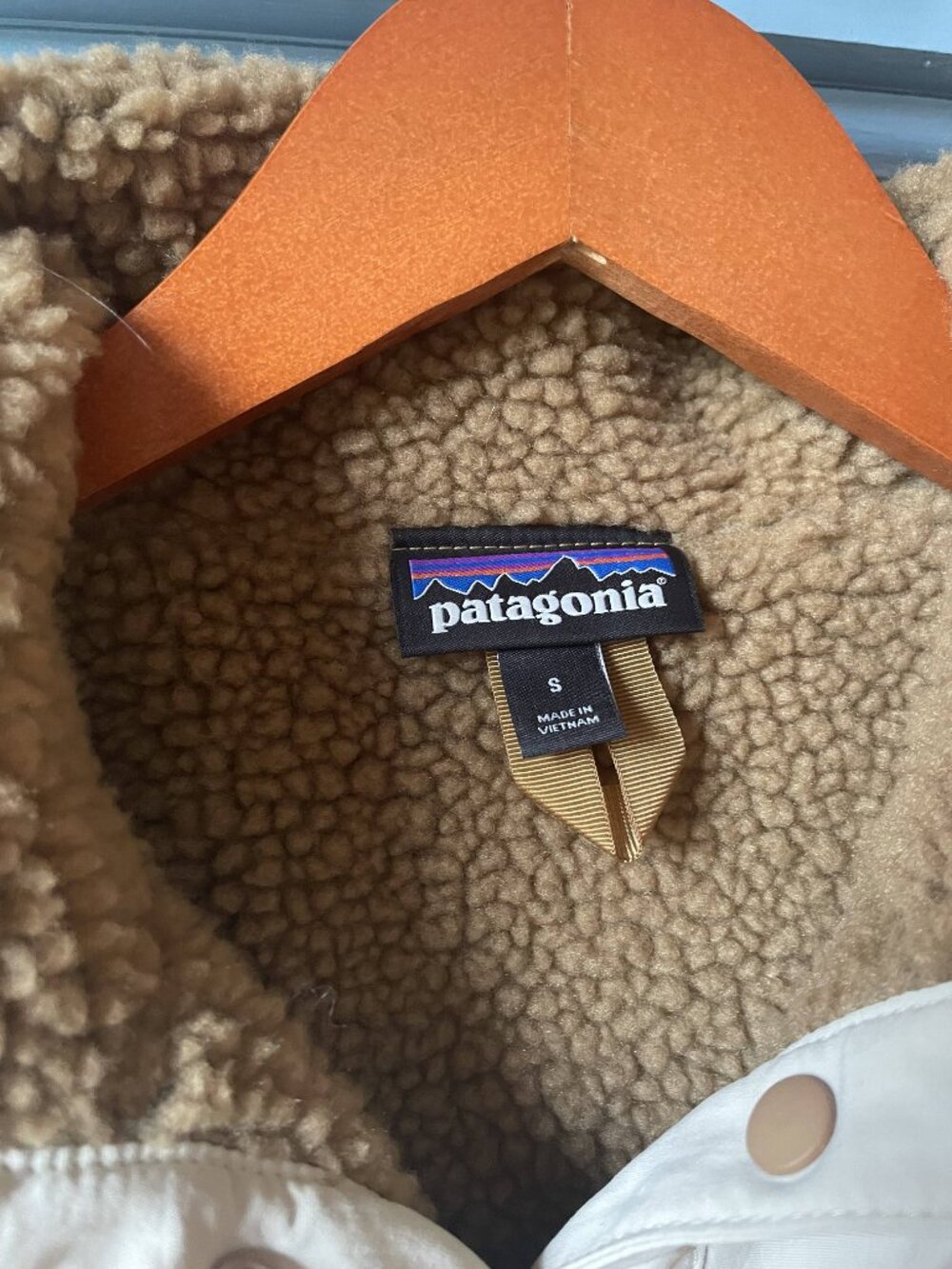 Patagonia Re-Tool Snap-T Fleece Pullover Women’s Small Tan Cream Sherpa Hooded - Picture 3 of 3